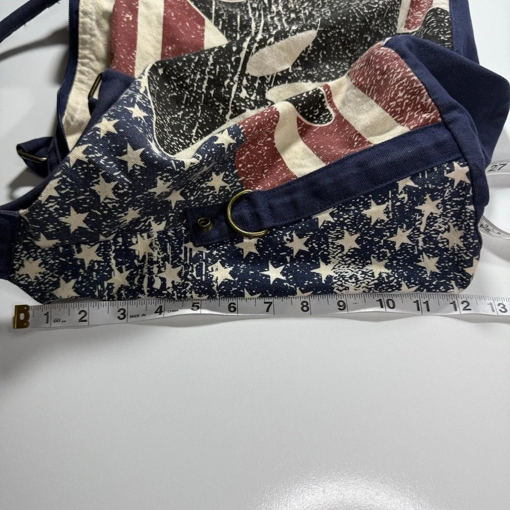 SeaWorld Shamu Stars Stripes Canvas Duffle Bag Travel Tote American Flag Whale